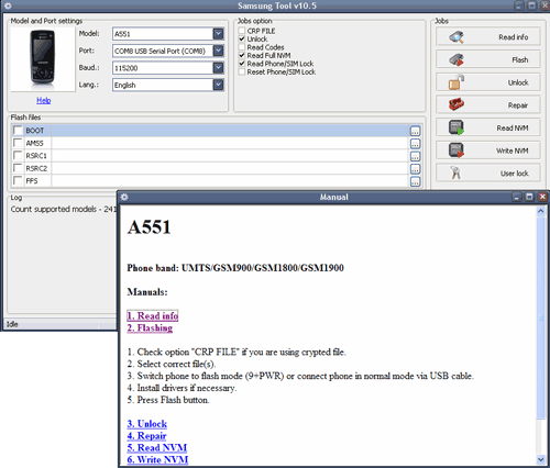 z3x screenshot of samsung pro tool software