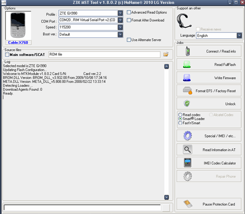 z3x unlocking software screenshot