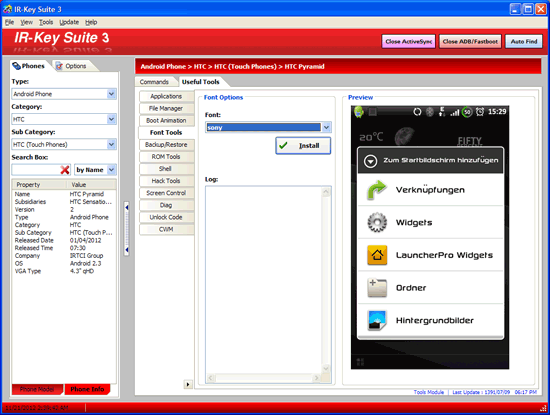 IR KEY SUITE HTC Font editing tools