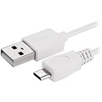 



White 3ft long micro USB to Type-A cable supports data sync / charge with high speed for...